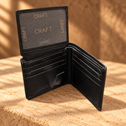 CRAFT 4104 black leather wallet — raised ID window