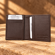 CRAFT CC38 brown leather wallet — open card layout