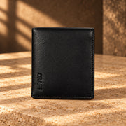 CRAFT black classic flip-id bifold wallet, closed exterior