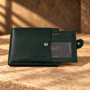 CRAFT forest green snap-tab bifold with id insert wallet, wallet with removable ID insert