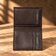 CRAFT dark brown compact flip-id bifold wallet, interior card detail