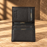 CRAFT black multi-card flip-id bifold wallet, interior card detail