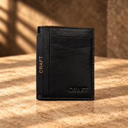 CRAFT black cross-slot quick-access bifold wallet, closed exterior cross-cut card slots