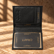 CRAFT black cross-slot quick-access bifold wallet, internal ID window detail