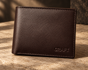 CRAFT Men’s Leather Bifold Wallet – Dark Brown
