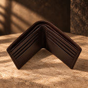 CRAFT Men’s Leather Bifold Wallet – Dark Brown